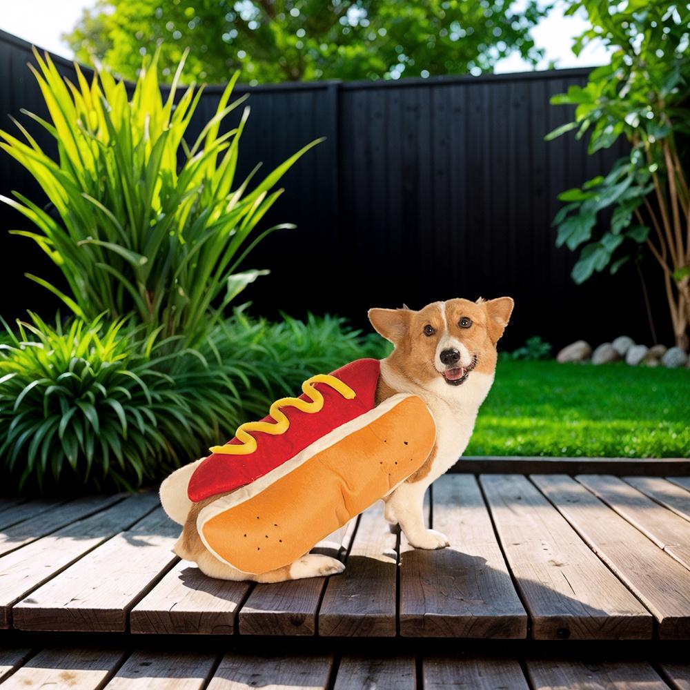 Dog Cute Halloween Costumes Hot Dog Shaped Dachshund Sausage Adjustable Clothes Pet Apparel Dressing Up Cat Party Costume Suit