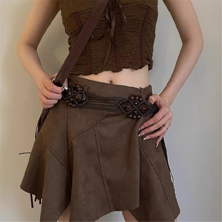 Vintage Bohemian Rope Belt for Women Fashion Handmade Crochet Waist Belt Travel Waistband for Dress Vacation Waist Rope