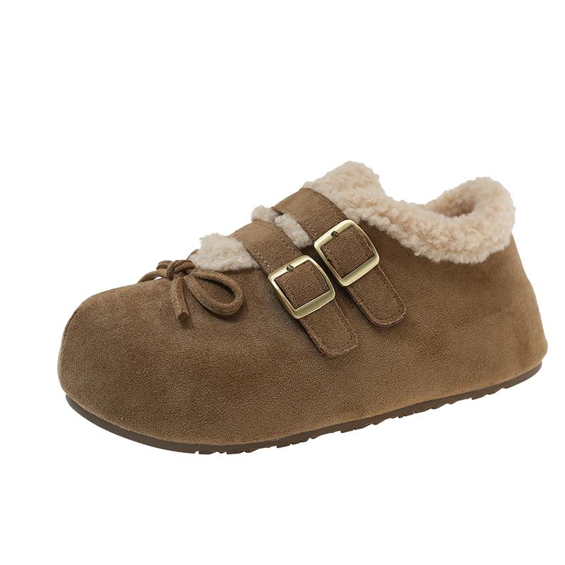 

Round Toe Lace-Up Snow Boots Winter New Suede Buckle Soft Sole Anti-Slip Wear-Resistant Booties 40 хакі