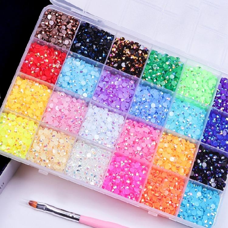 Electroplated Resin Rhinestones In 15 Section Case Ideal For Nails And Jewelry Decoration