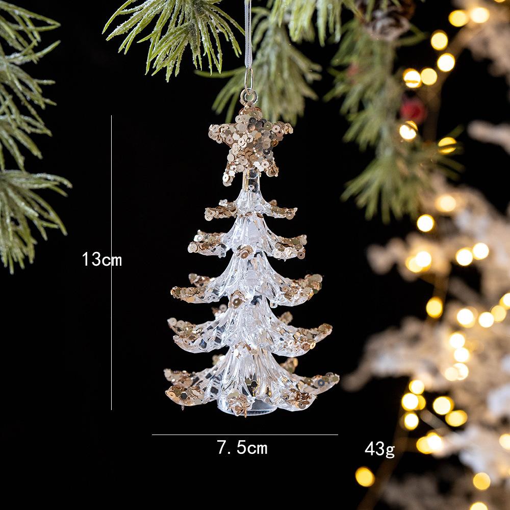 Christmas decorations sequined acrylic transparent pendant snowflake bell pendant Christmas tree pendant