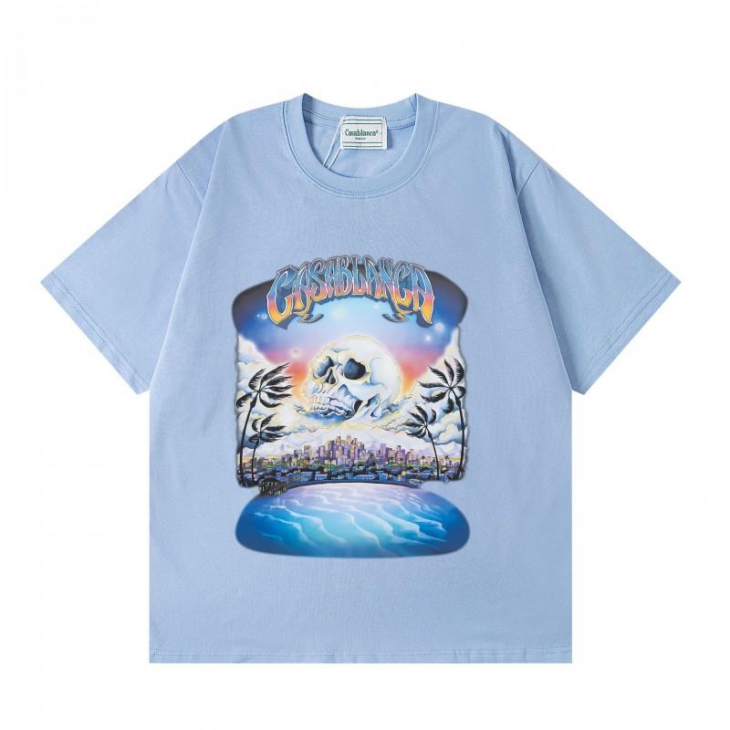 2026 Casablanca Print Loose Fit Cotton T-Shirt Men Youth Casual Wear