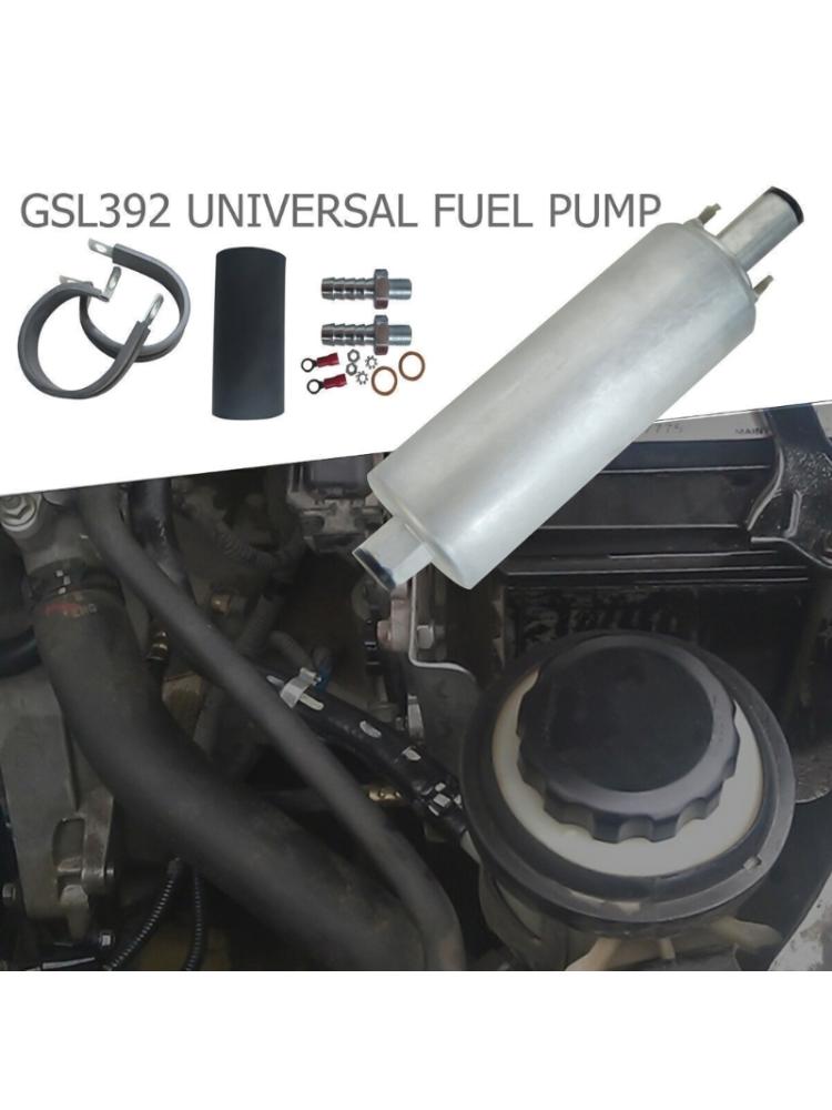255 LPH Inline External High Pressure Fuel Pump with Kit for Walbro GSL392 Fuel Line Pump Universal Auto Accessory Metal