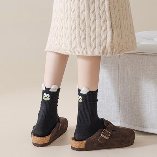 Yousheng Cute Crew Socks Cartoon Embroidery Silly Socks Ribbed Casual Funny Socks with Plush Ears for Women Christmas Gift
