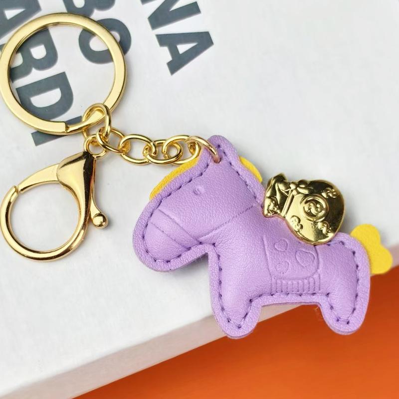 Money Soon In the New Year, Leather Bag Pendant, Cartoon Pony Keychain Pendant, Couple Love Pony Accessories