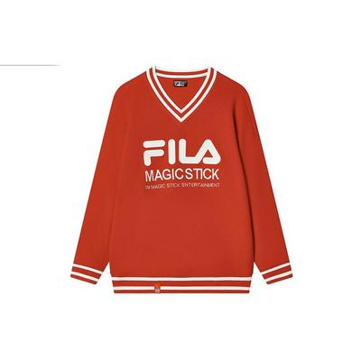 Logo Print V-Neck Long Sleeve Sweater Women Sweater Red F11W319401F-OR