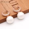 Pendientes colgantes de perlas de imitación redondas de Color oro rosa Vintage para mujer, regalo de joyería de moda de boda