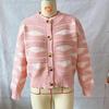 Irregular striped contrasting single breasted round neck short cardigan sweater jacket for women in autumn and winter 3556