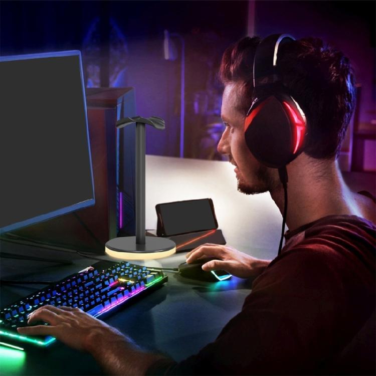 LED Headphone Stand Headset Holder Earphone Stand Aluminum Support Headsets Solid Base for All Headphones Size