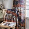 Bohemian Folk Style Cotton Linen Farmhouse Curtain Yellow Square Curtain Living Room Bedroom Window Curtains Kitchen Valance