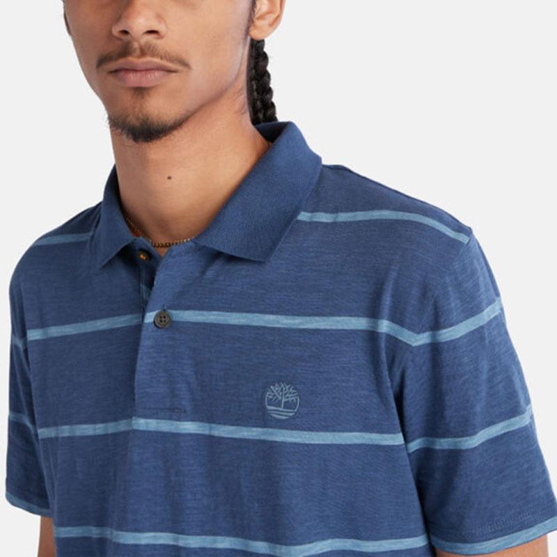 Timberland Striped Pullover Short Sleeve Polo Shirt Men tops Blue A2ECF-DJ5