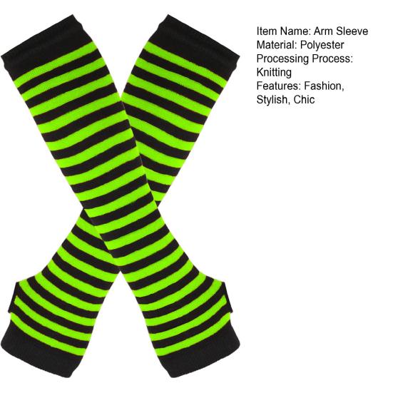 Long Striped Arm Warmers for Women Winter Long Fingerless Gloves Casual Knit Elbow Gloves with Thumb Hole