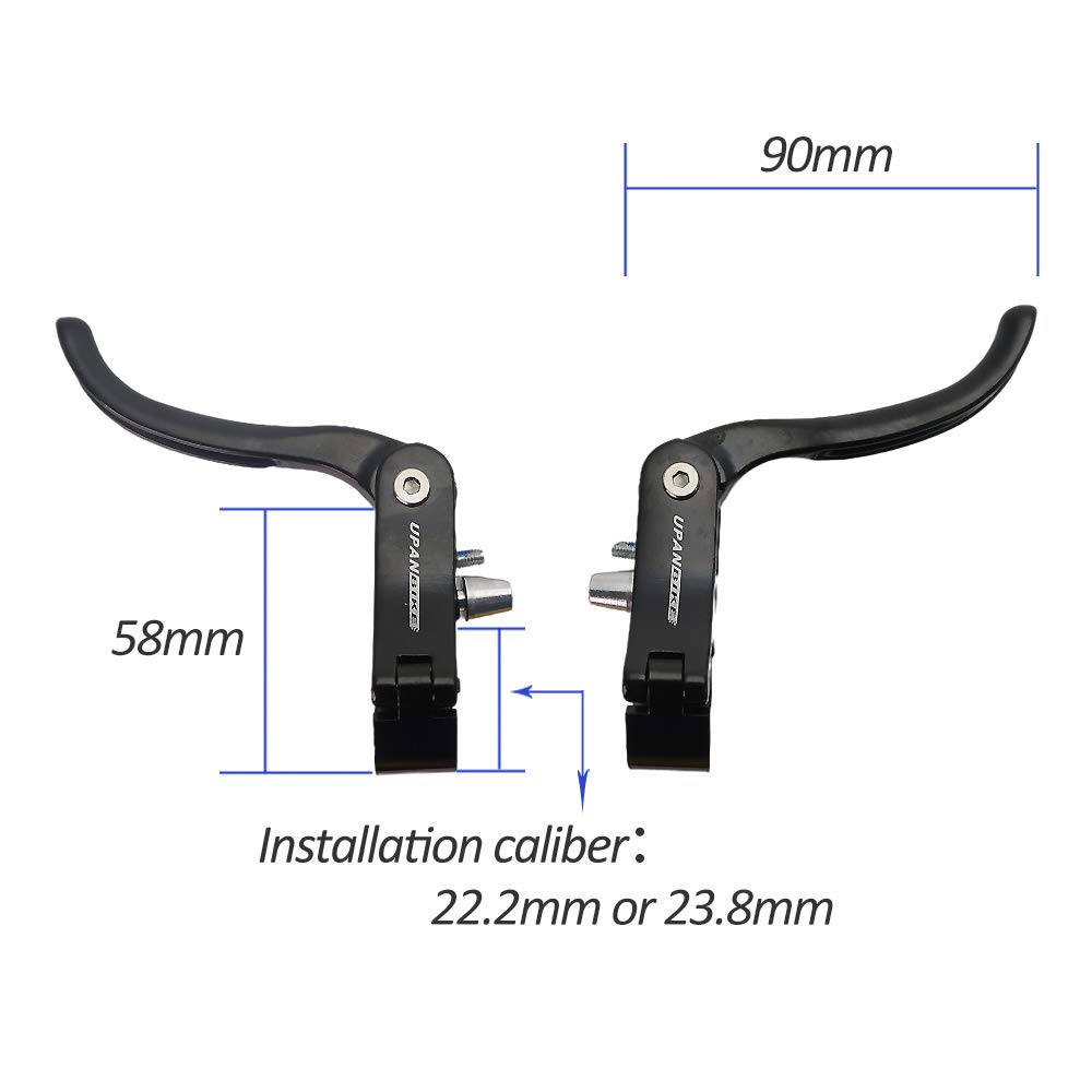 UPANBIKE Bicycle Brake Lever Aluminum for Road Bikes Set, Alloy, 22.2mm, 23.8mm, (Black, 22.2mm)