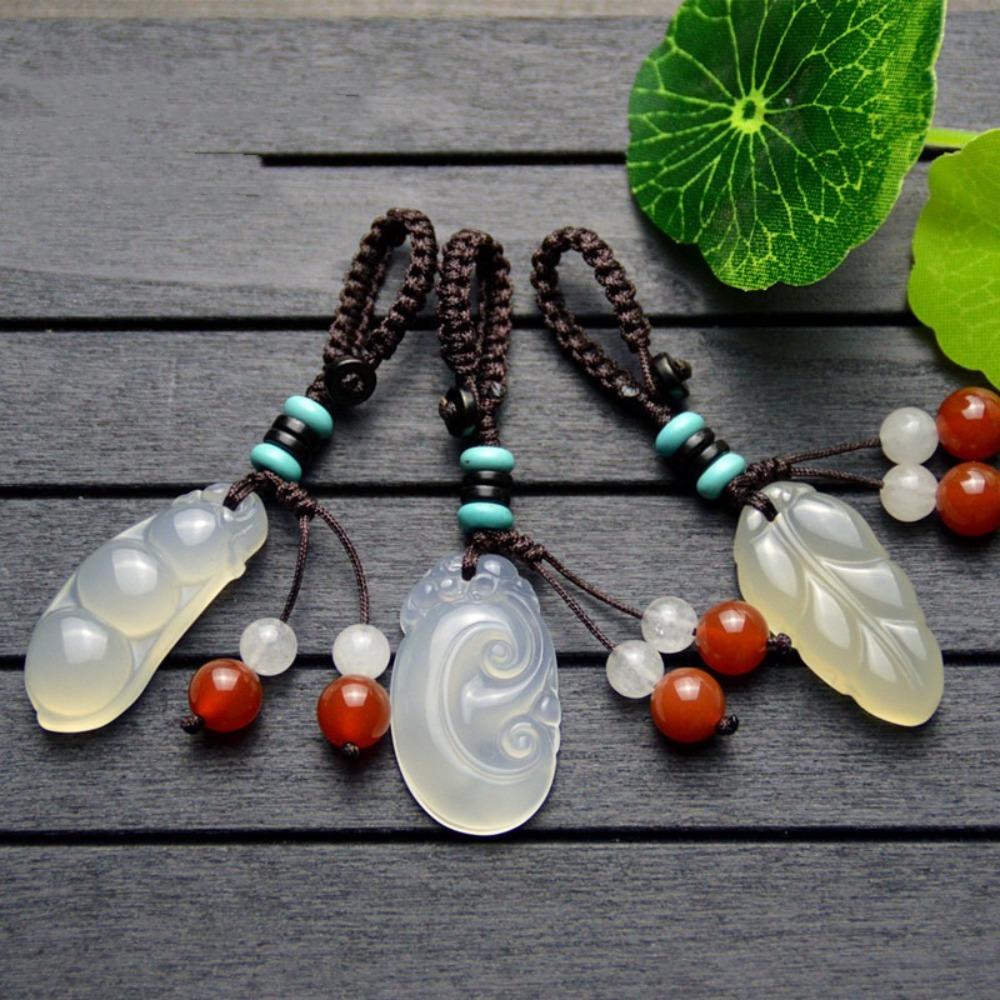 Bag Hanging Lucky Stone Pendant Beads Car Keyring Creative Phone Chain Lanyard  Key Decoration