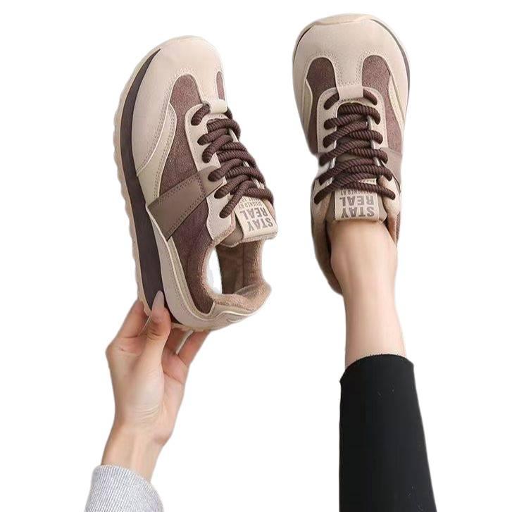 Women's Versatile Retro Casual Sneakers - German Design Autumn/Winter Microfiber Leather Dad Shoes