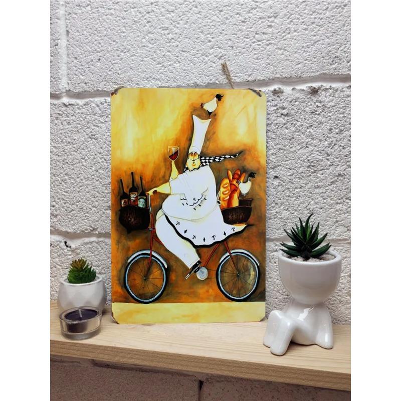 Chef Cook Metal Wall Art, Kitchen Restaurant Decor Poster