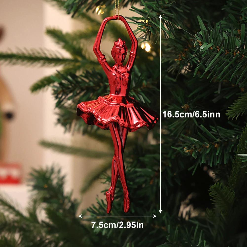Festive Holiday Reindeer Snowflake Ballet Pendant Hanging from Xmas Tree for Christmas Red Party Decorations
