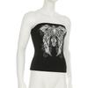 Gothic Print Black Tube Top Women Strapless Skinny Cropped Tops Summer Casual Chic Graphic Tees Y2k Streetwear Vest Basic