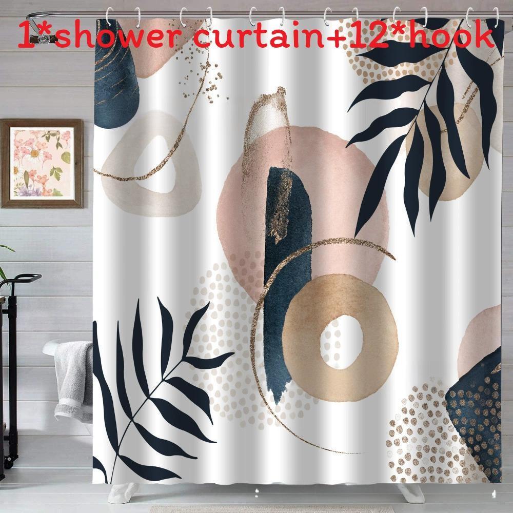 Boho Style Watercolor Polyester Shower Curtain Waterproof Fabric For Bathroom Decor And Privacy Divider