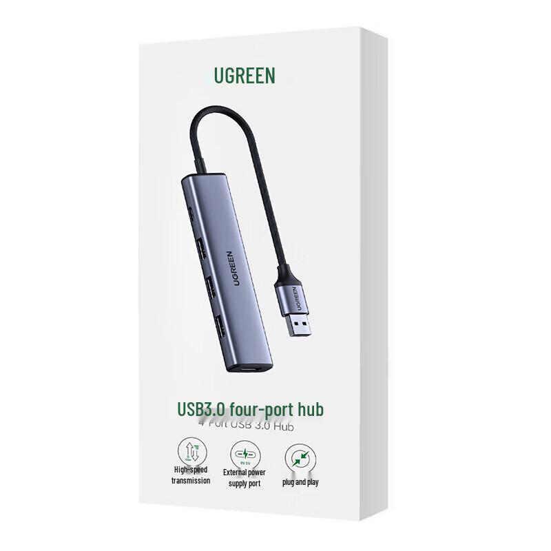 Ugreen USB 3.0 4-Port High-Speed Hub with Power Port