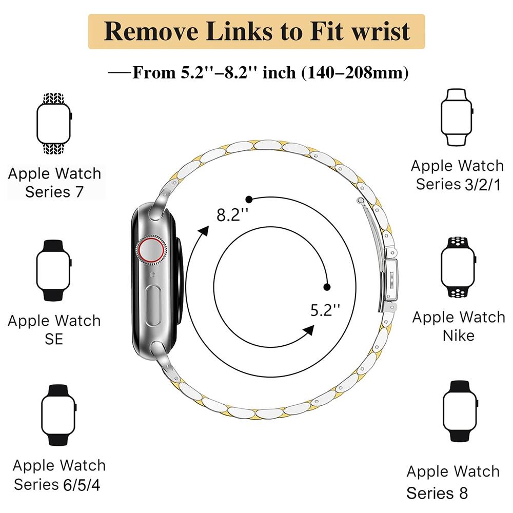 Do zegarka Apple Watch Series 10 42 mm/9 8 7 41 mm/SE (2023) SE (2022) SE 6 5 4 40mm/3 2 1 38mm Pasek do zegarka Pasek ze stali nierdzewnej