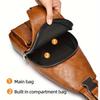 WEIXIER Faux Leather Vintage Casual Men'S Chest Bag, Crossbody Bag with Large Capacity And Multiple Compartments for Men