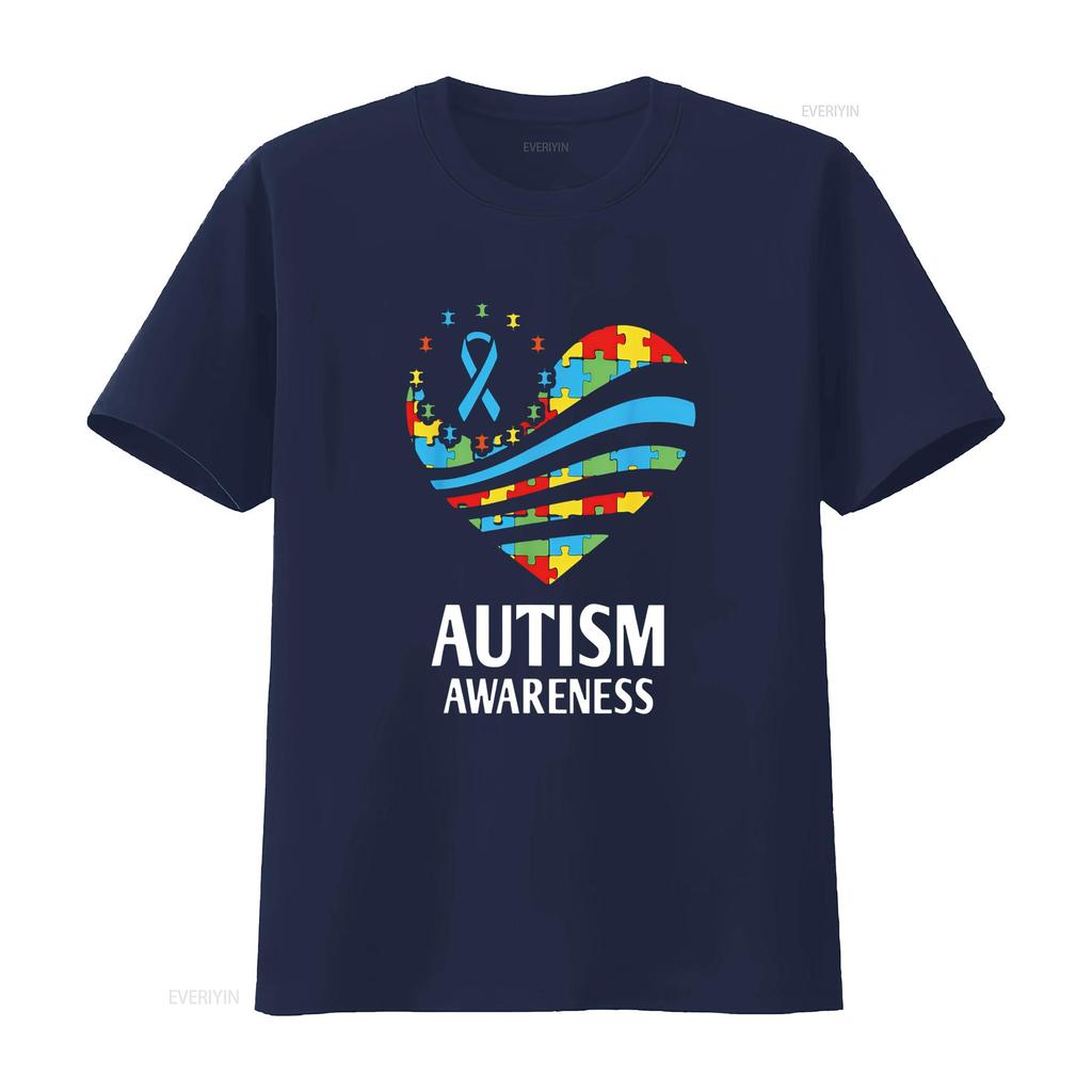Autism Awareness T Shirt Women Heart Support Autistic Kids Black Vintage Washed Fashion Graphic Soft Designer Clothes Casual