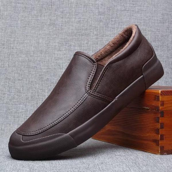 2025 new men's shoes winter trendy shoes one-pedal leather shoes men's business casual shoes velvet thermal cotton shoes men's