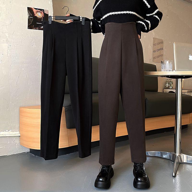 Amazon High Waist Woolen Pants Slim Looking Oversize Women's Clothing