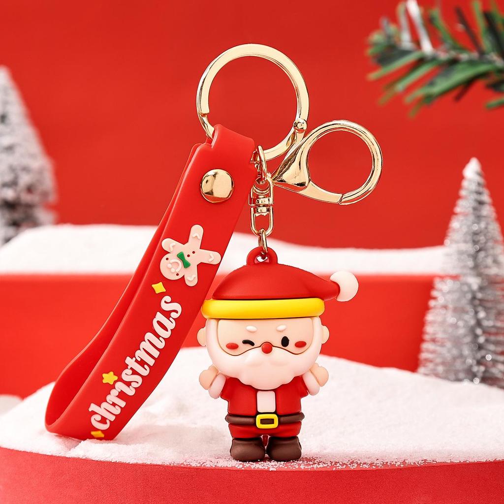 Niedlicher Cartoon Weihnachts Schneemann Gummi Schlüsselanhänger - Weicher Anhänger für Schlüssel oder Taschen