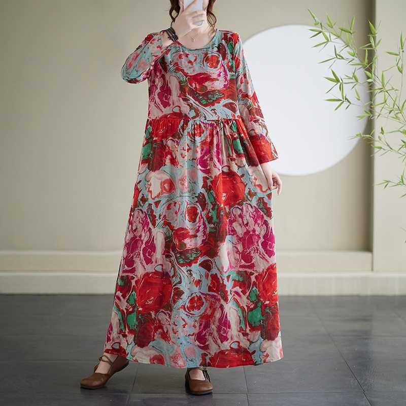 Vintage Long Skirt Flesh-Covering Dresses