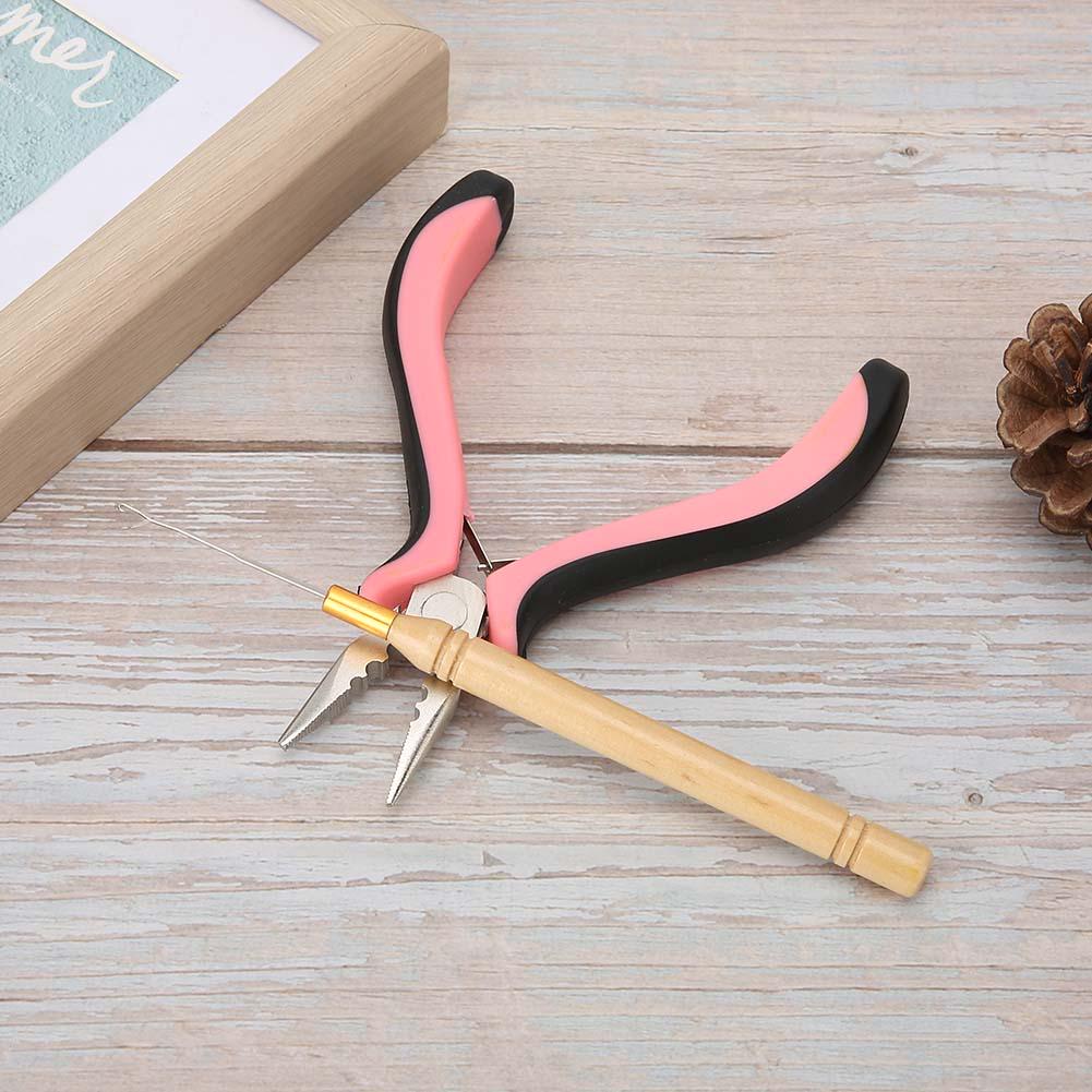 Hair Extension Hook Needle 3 Hole Pliers Set Stainless Steel Hair Extension Wig Tools