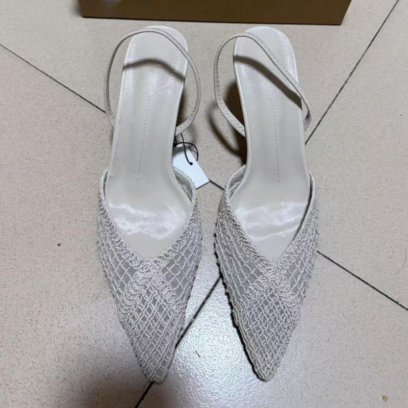 

Модная плетеная обувь с вырезами Женские роскошные сандалии в римском стиле с острым носком Летняя обувь для вечеринок и выпускных вечеров Слингбэки Брендовые туфли на высоком каблуке для дам 42 бежевый