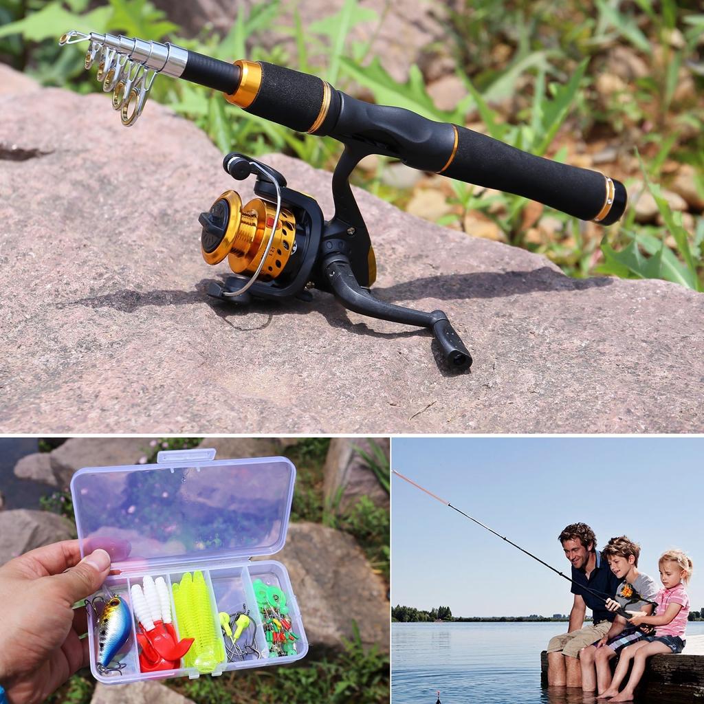 Karlak Fishing Rod And Reel Combo 2.1m Telescopic Fishing Rod With Left Hand Baitcasting Reel