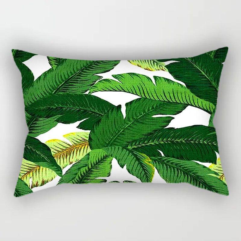 Tropical Plant Pattern Rectangular Polyester Pillowcase, Sofa Living Room Decorative Cushion Cover, Bedroom Bedside Pillow Cover