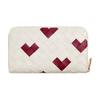 Bottega Veneta Intrecciato Woven Heart Design Zipper Around Leather Wallet Women Wallet Chalk-White Deep-Red 814674V57O39140