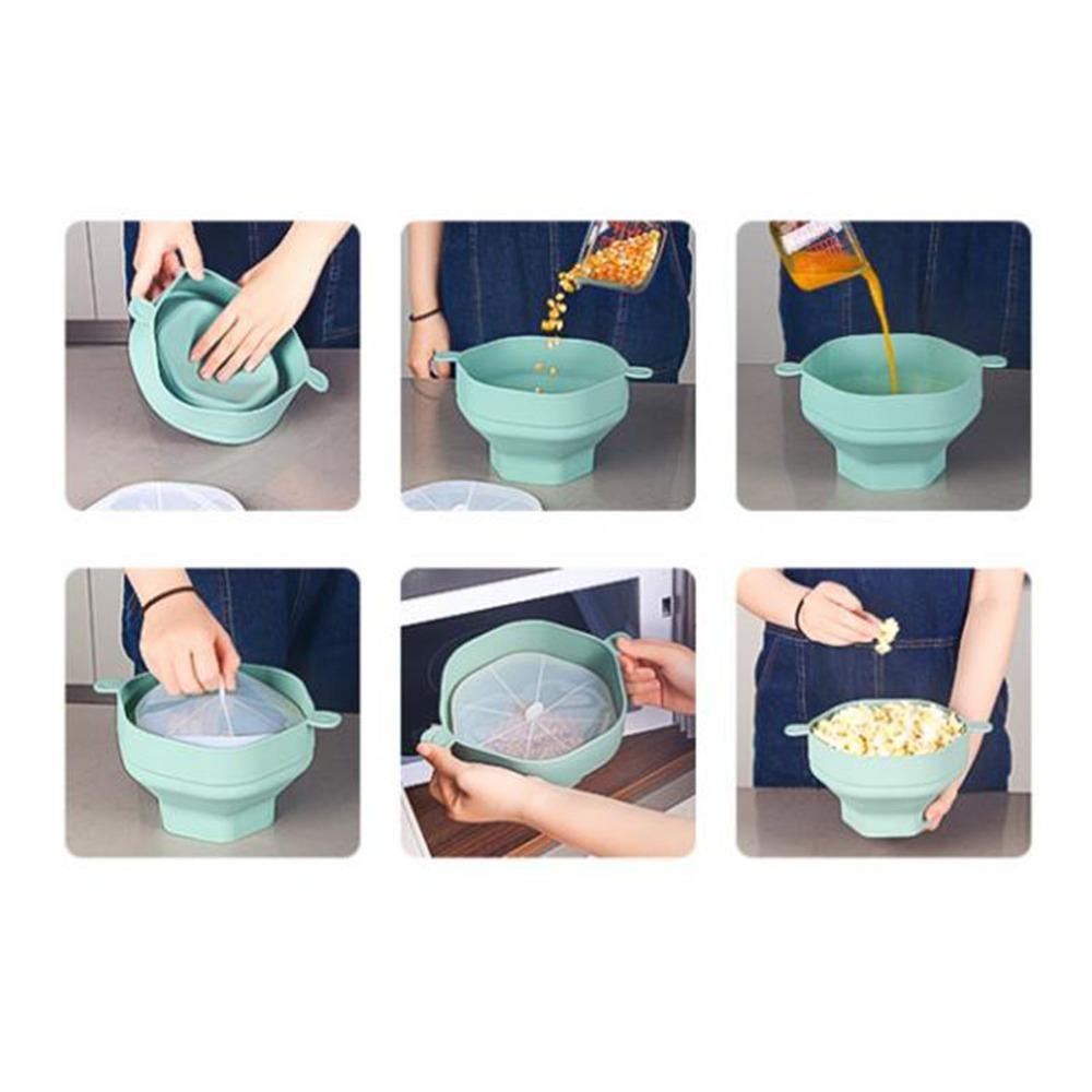 Silicone Snack Container Collapsible Foldable Nut Bowl Popcorn Bowl  Food Arrangement зелёный