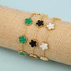 Adjustable Gold Plated 316L Stainless Steel Flower Bracelet Five Leaf Petals Women Luxury Clover Gift