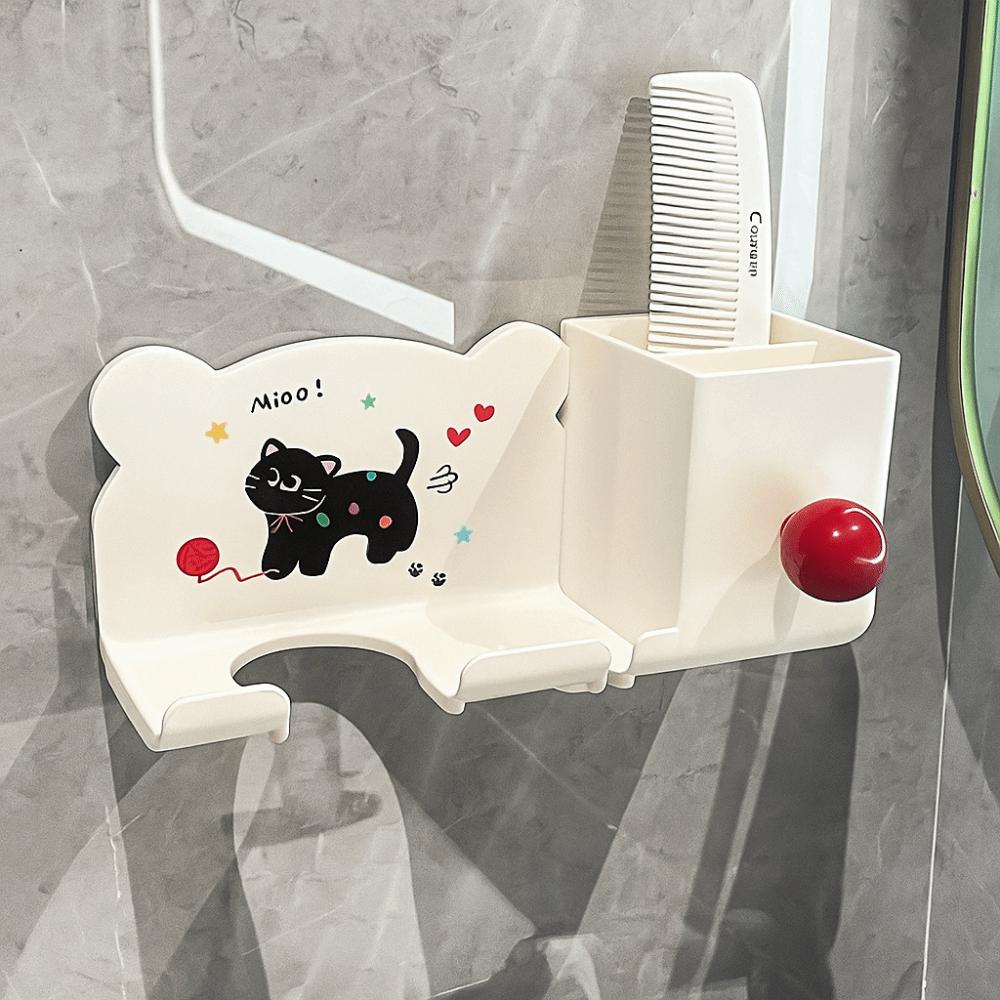 Waterproof Hair Dryer Storage Rack Cartoon Bathroom Storage Bracket  Home Organization