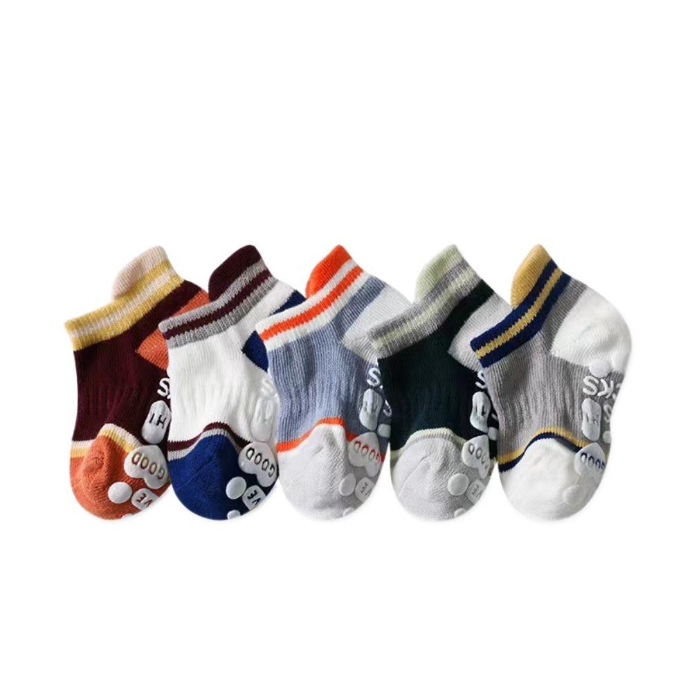 5Pairs Short Tube Baby Floor Socks Letter Toddle Walking Socks Kawaii Kids Ankle Sock  Streetwear