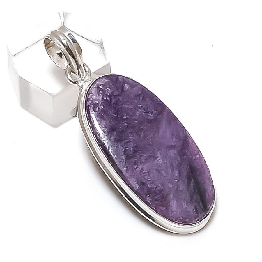 

Russian Charoite Gemstone Handmade 925 Sterling Silver Pendant 2.09 S6O11