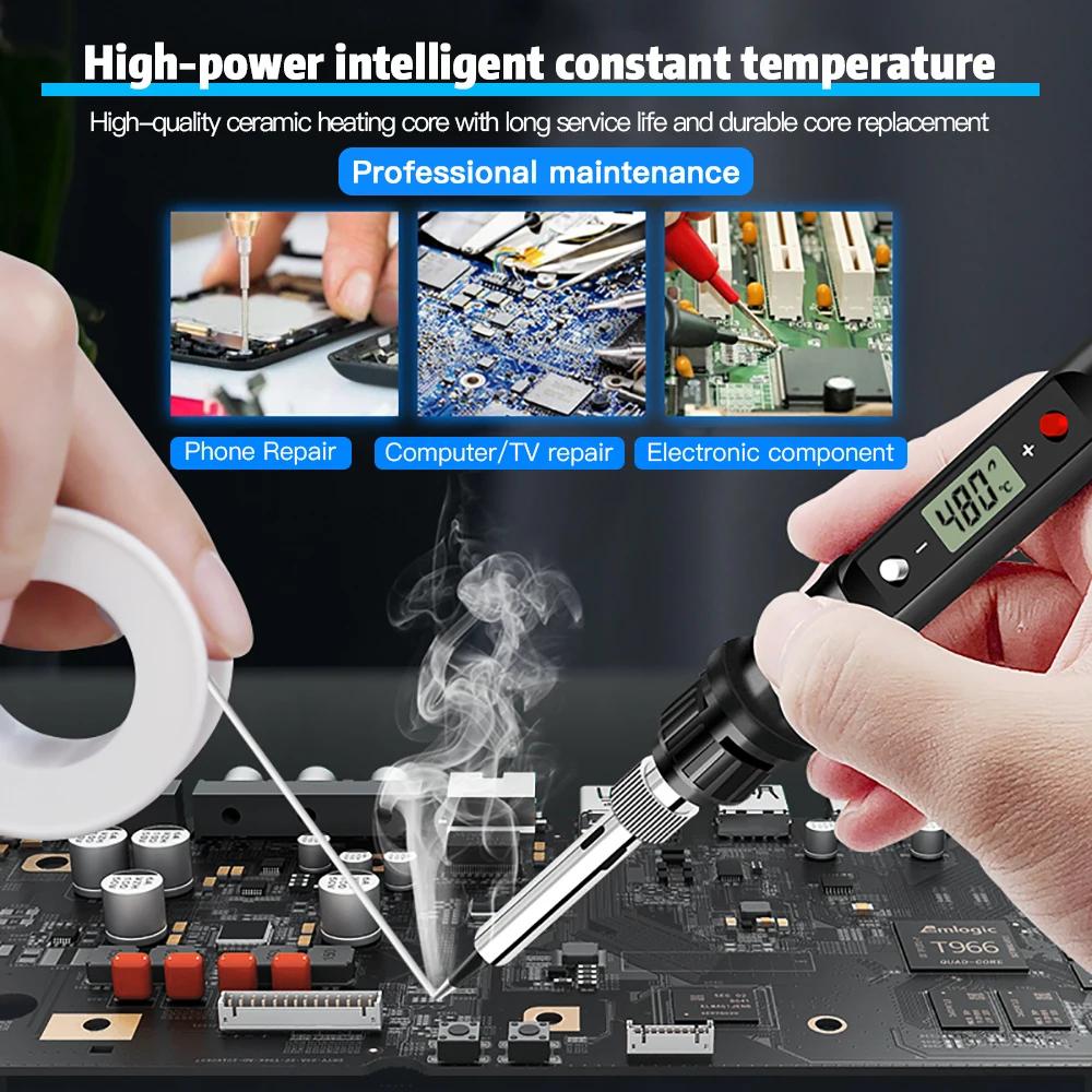 80W Digital Soldering Iron Kit: 17-in-1 Adjustable Temp (220V) with LCD, Multimeter & Replaceable Tips for Precision Welding