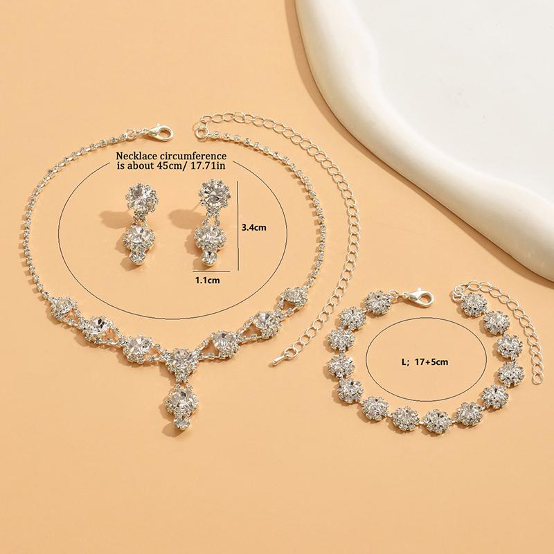 Jewelry Necklace Set  Exquisite Elegant Red/Blue/Silver Etc/Zircon  Necklace Bracelet With Earrings