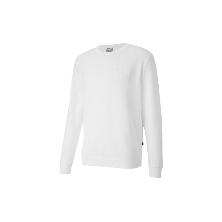 PUMA logo Solid Color Casual Sports Pullover Round Neck White Men s 585209-02 L