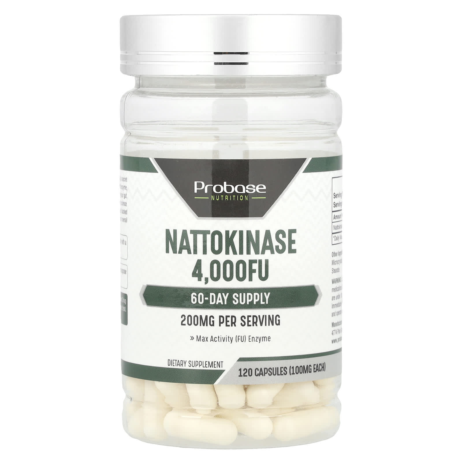 

Nattokinase, 120 capsules (100 mg per capsule)