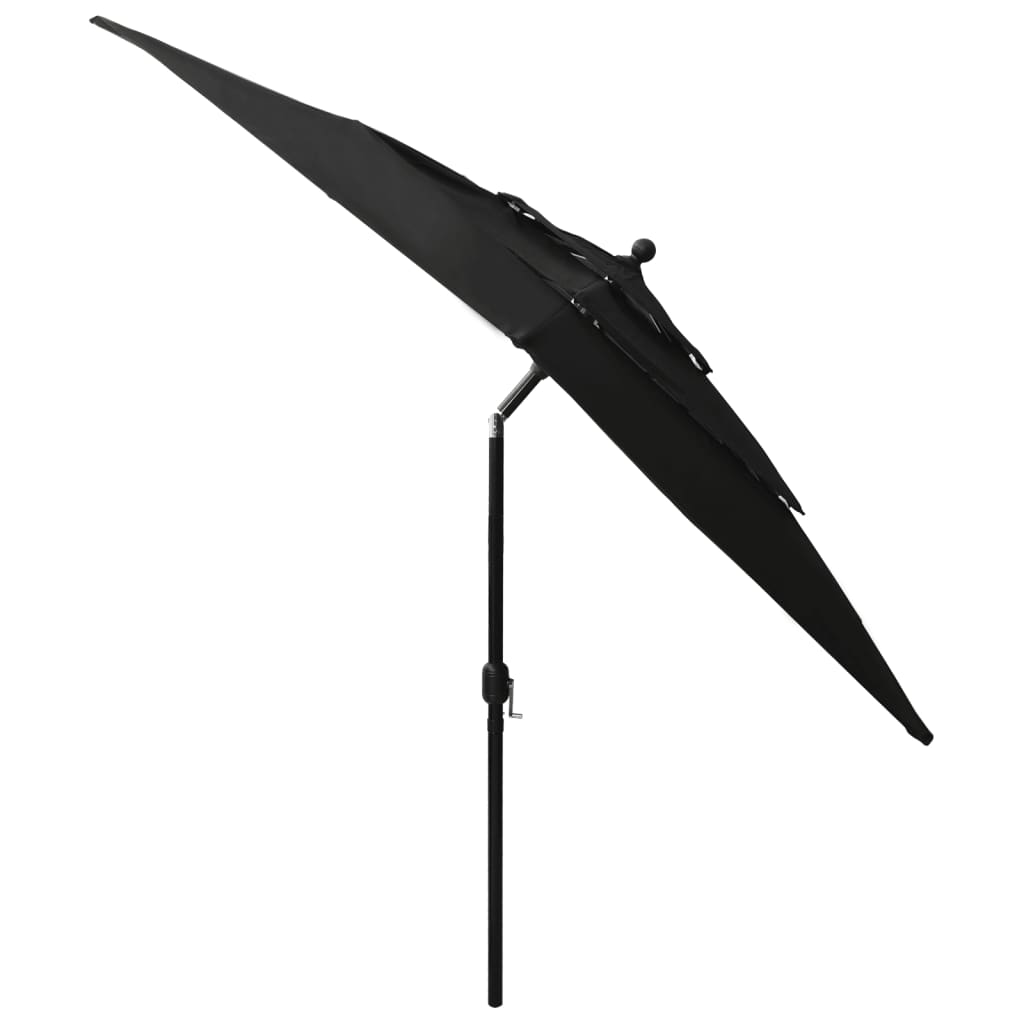 2.5 x 2.5 m Black Triple Layer Sun Umbrella with Aluminum Pole