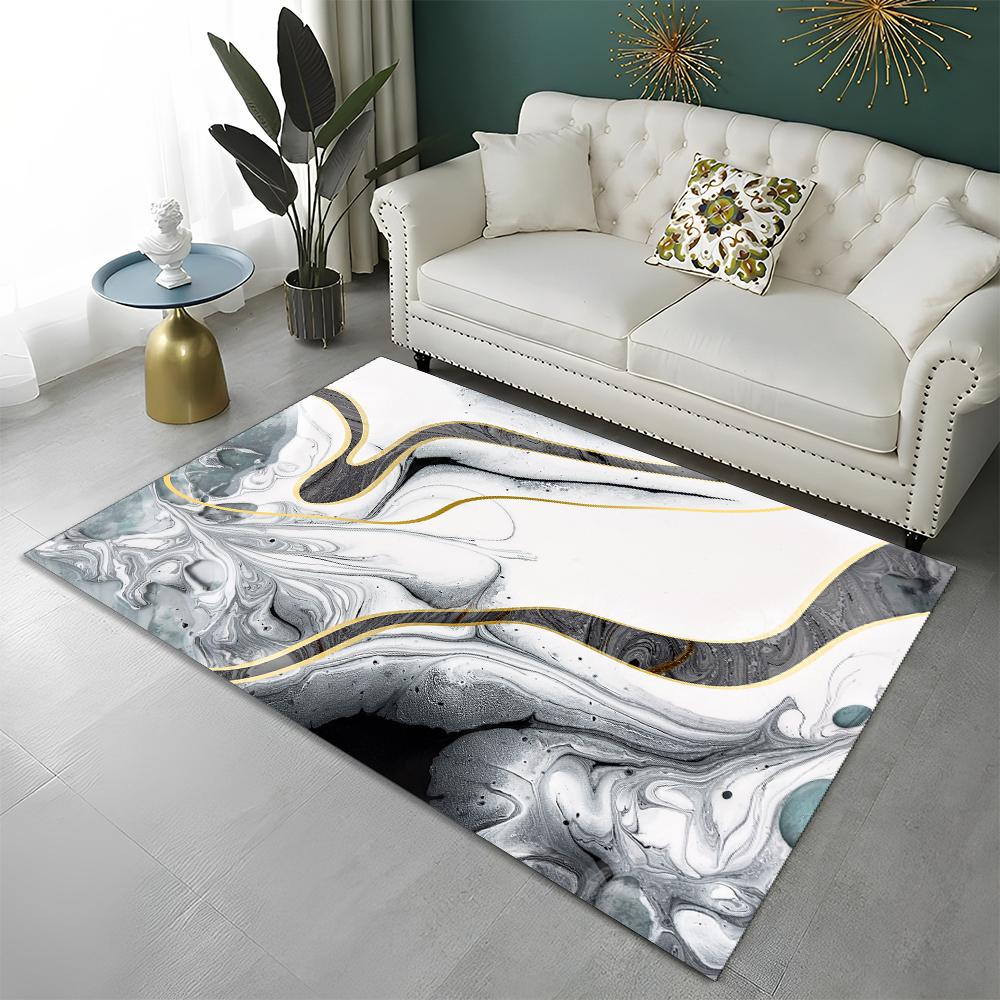 3D Χρώμα Υπέροχο Χρυσό Σκανδιναβικό Μάρμαρο Χαλί για Σπίτι Σαλόνι Υπνοδωμάτιο Καναπές Διακοσμητικό Πατάκι Πόρτας, Παιδικό Χαλί Αντιολισθητικό Πατάκι Δαπέδου
