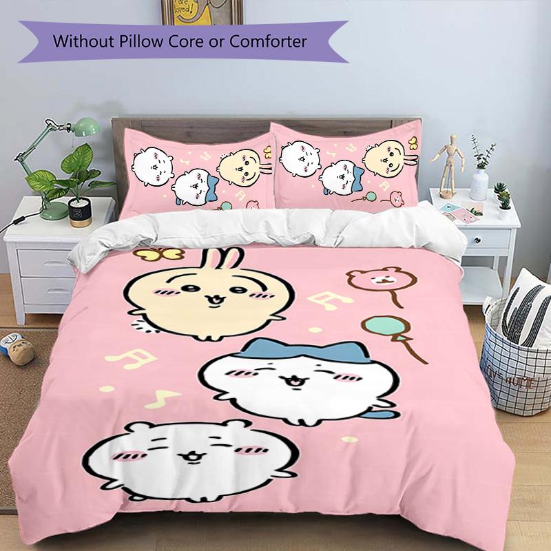 3pcs Chiikawa1 Pattern Bedding Set Duvet Cover Set Includes Duvet Cover &pillowcases, Perfect All Season Bedroom Decoration & Gift