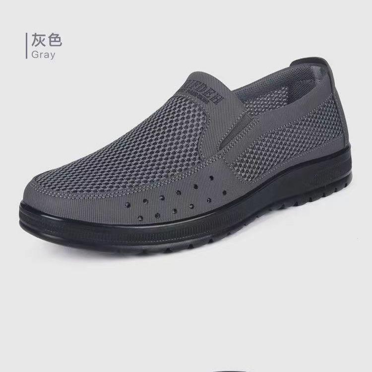 Old Beijing cloth shoes men's middle-aged and elderly summer dad mesh shoes thin breathable and comfortable mesh large size one-pedal men's shoes