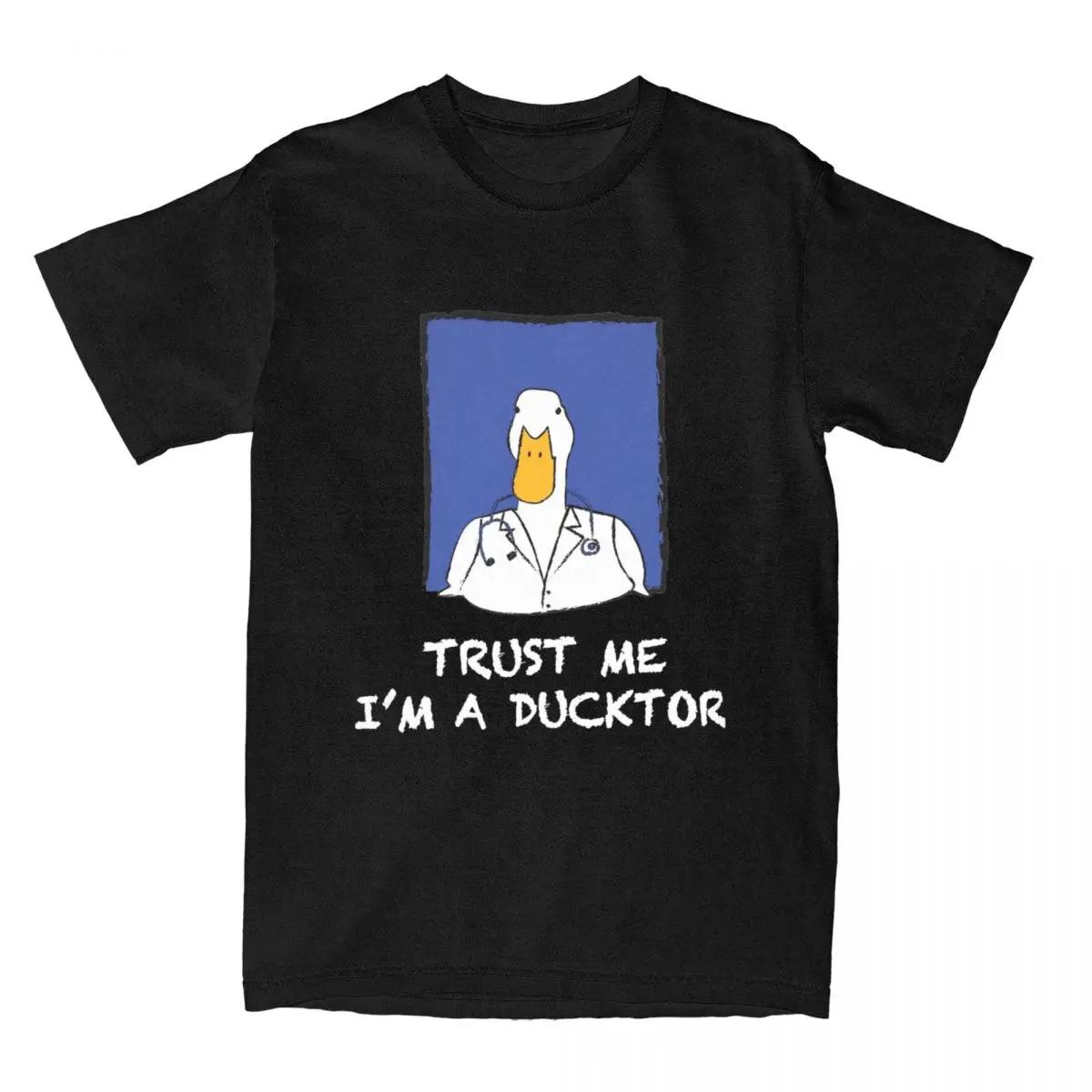 

Trust Me I Am A Doctor Funny Duck T Shirts Accessories Novelty Humor Joke Pure Cotton T-shirt Clothes Funny Tees Summer 4XL